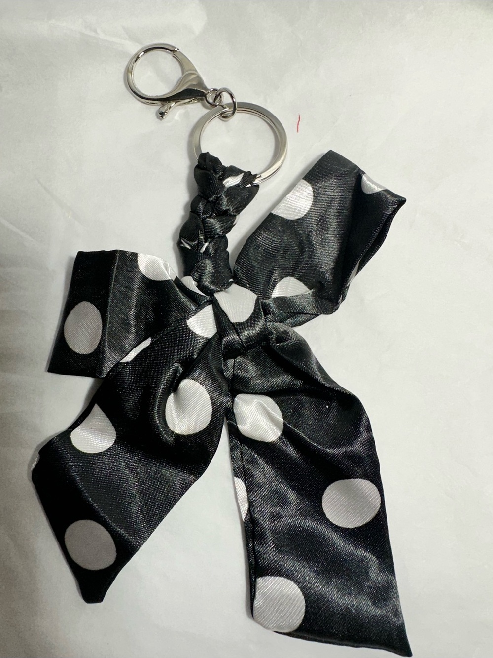 Polka Dot Bow Keychain - Black & White